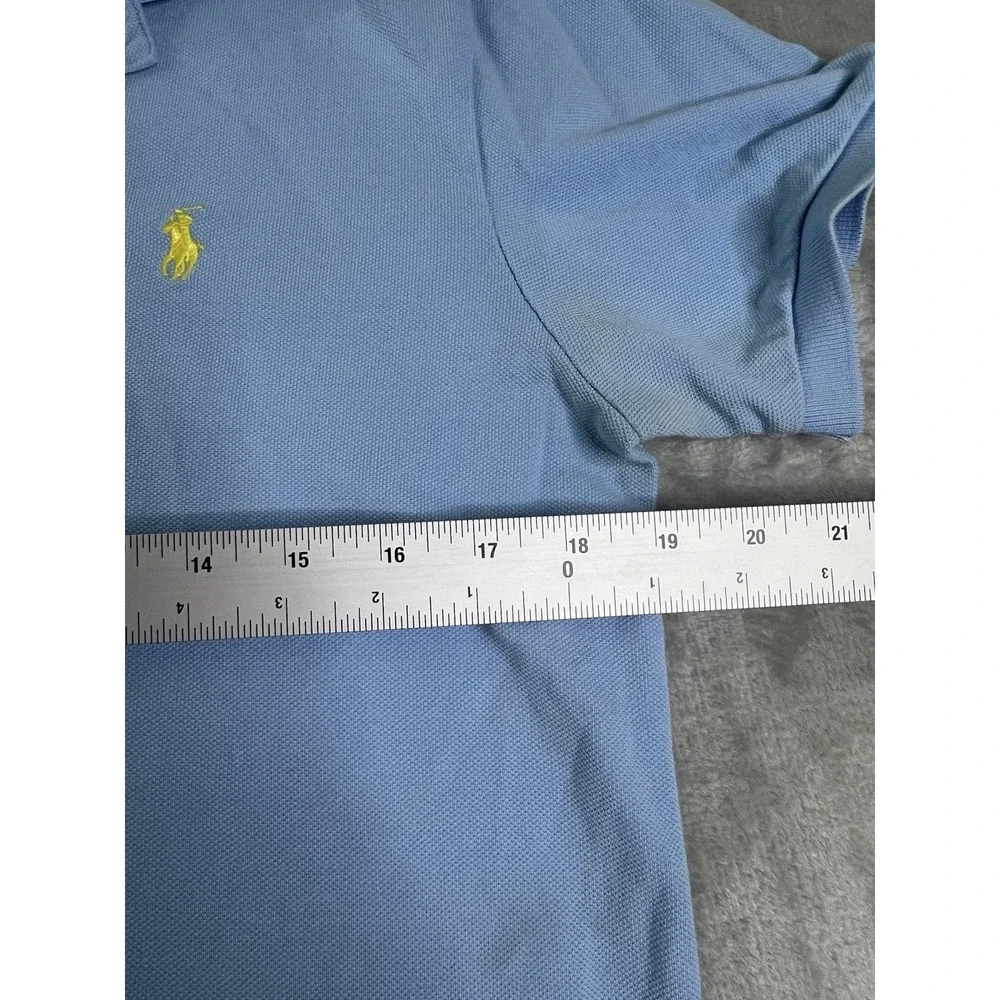Polo Mens Shirt M Light Blue Short Sleeve Custom Fit Cotton